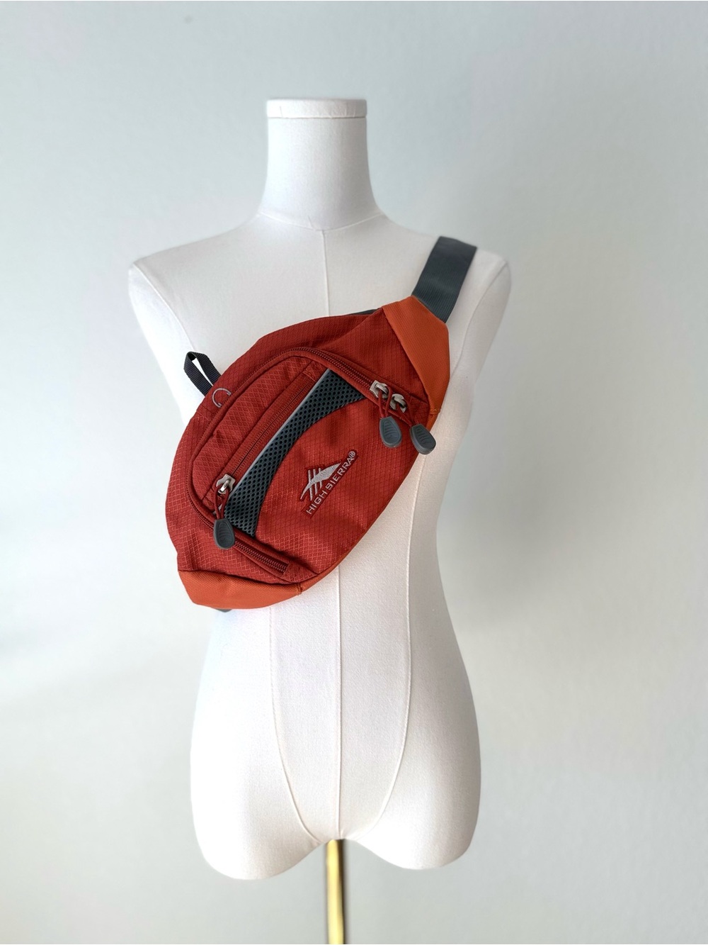 High Sierra Rust Orange and Charcoal Waist Sling Bag